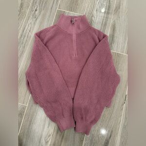 TNA Half-Zip Mock Neck Sweater in Dusty Rose